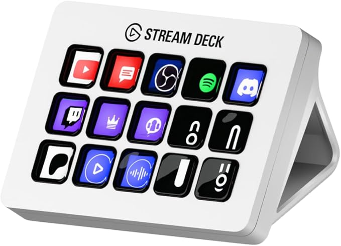 Elgato Stream Deck MK.2 White – Studio Controller, 15 macro keys, trigger actions in apps and software like OBS, Twitch, YouTube and more, works with Mac and PC
