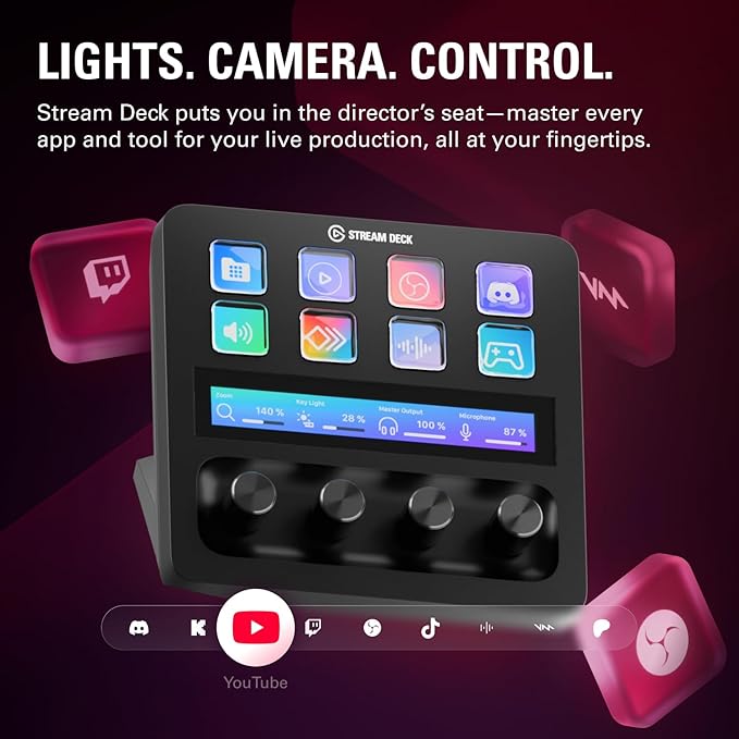 Elgato Stream Deck +, Audio Mixer, Production Console and Studio Controller for Content Creators, Streaming, Gaming, with customizable touch strip dials and LCD keys, works with Mac and PC