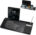 Small Glass Desktop Whiteboard Dry-Erase-Board - Computer Keyboard Stand with Calculator White Board Surface Pad with Drawer, Desk Organizers with Accessories for Office, Home, School Supplies - Black