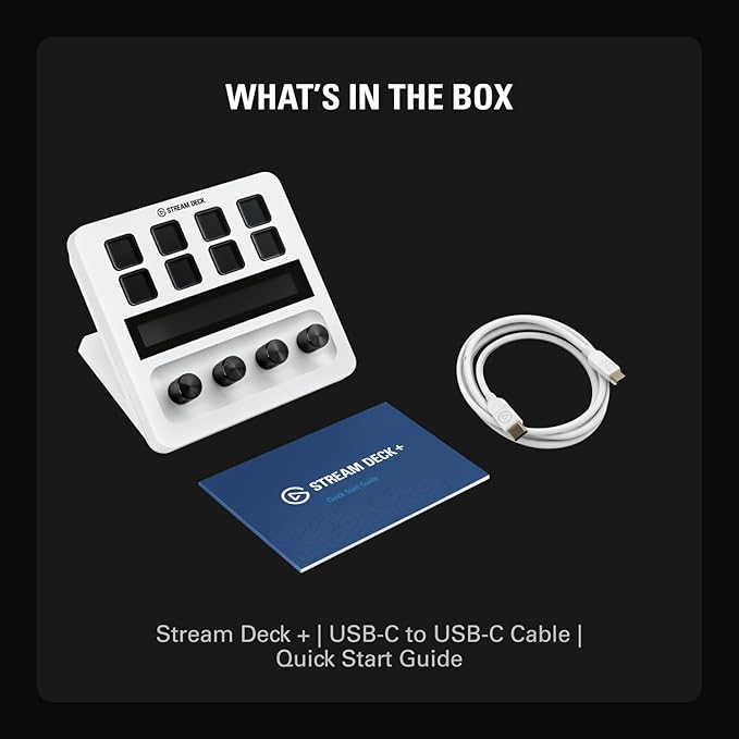 Elgato Stream Deck + White - Studio Controller with LCD Keys, Dials, and Touch Strip for Post Production in Adobe Premiere Pro, Photoshop, DaVinci Resolve, Final Cut Pro - Workflow Automation