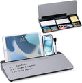 Varhomax Glass Desk Whiteboard with Storage, Desktop Organizer to-do List Memo Notepad Dry Erase White Board for Home Office and School Supplies (Black&Gray)