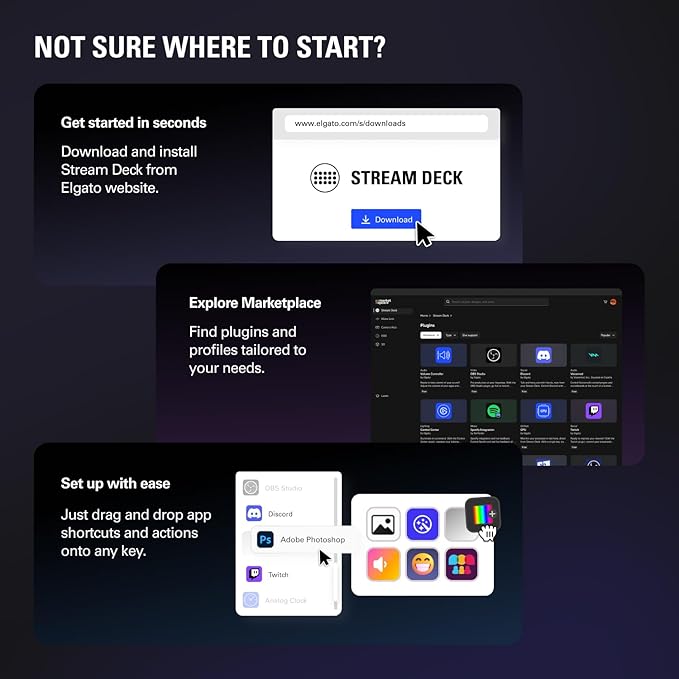 Elgato Stream Deck Scissor Keys—Workflow Controller with Customizable Macro Keys for OBS, Twitch, Discord, Teams, Photoshop, and More—USB-C, Windows 10, macOS 13 or Later
