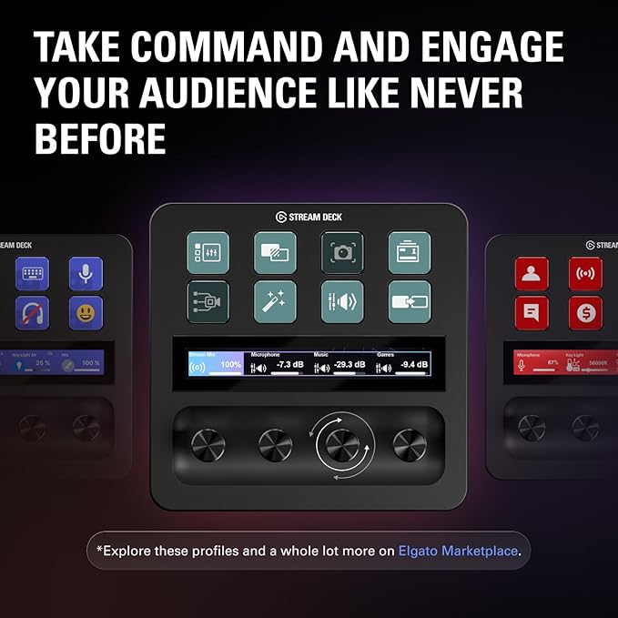 Elgato Stream Deck +, Audio Mixer, Production Console and Studio Controller for Content Creators, Streaming, Gaming, with customizable touch strip dials and LCD keys, works with Mac and PC