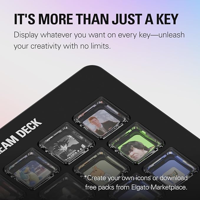 Elgato Stream Deck Scissor Keys—Workflow Controller with Customizable Macro Keys for OBS, Twitch, Discord, Teams, Photoshop, and More—USB-C, Windows 10, macOS 13 or Later