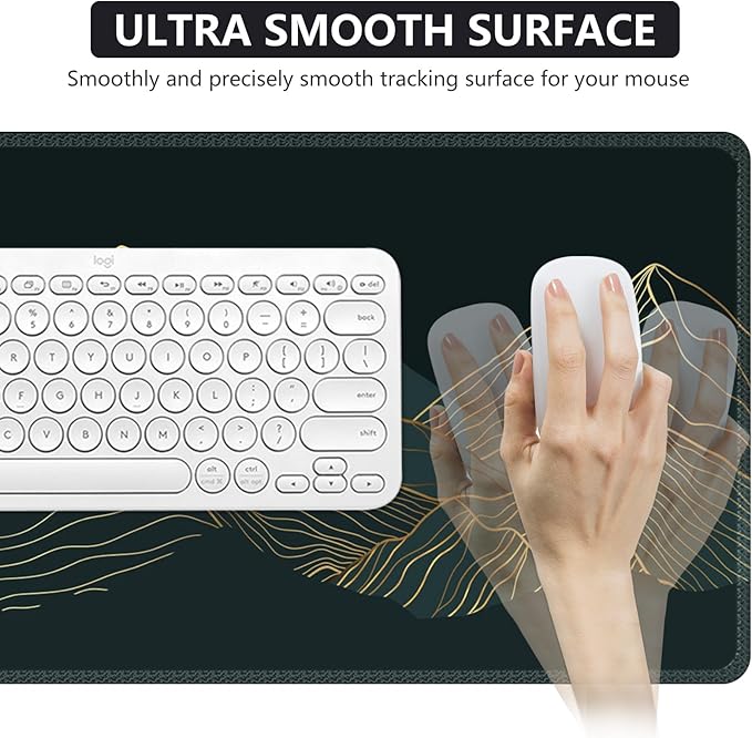iCasso XXL Large Mouse Pad, Green Big Mousepad with Stitched Edges& Stable Rubber Base, Keyboard Mat Desk Pad for Work, Game, Office, Home (A-Mountain Cyan, Extended)