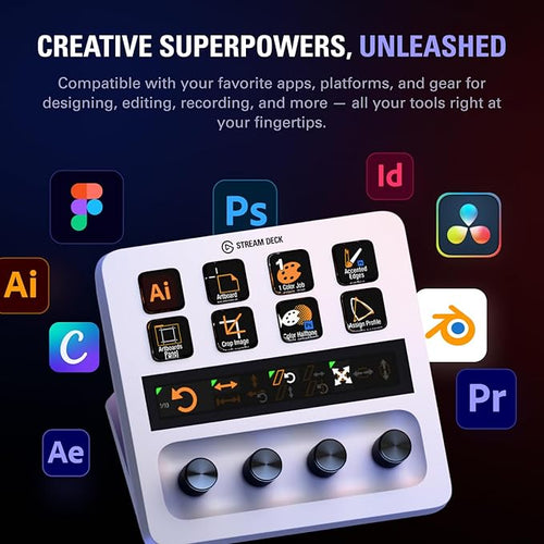 Elgato Stream Deck + White - Studio Controller with LCD Keys, Dials, and Touch Strip for Post Production in Adobe Premiere Pro, Photoshop, DaVinci Resolve, Final Cut Pro - Workflow Automation