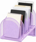 gianotter Desktop File Organizer, Desk Organizer with 5 Compartments, Paper Organizer for Desk, Workspace Organizers for Office Supplies (Purple, Inclined Style)