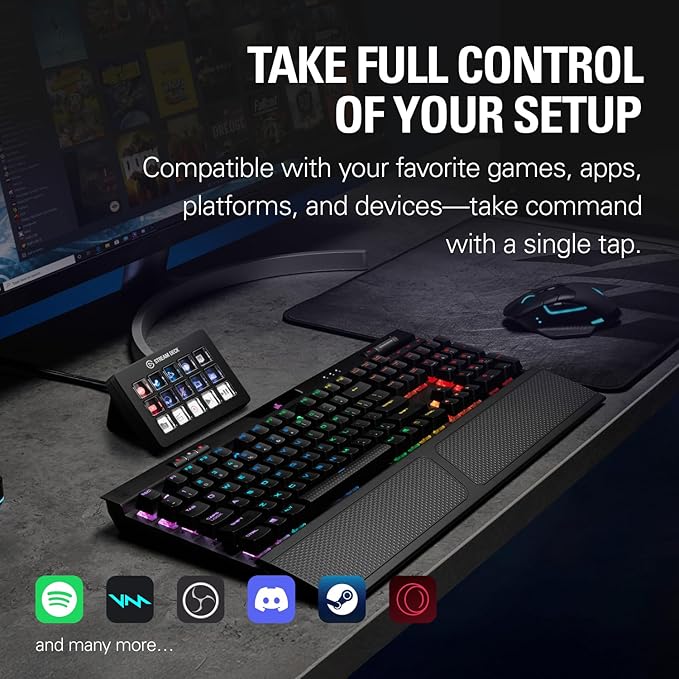 Elgato Stream Deck Scissor Keys—Workflow Controller with Customizable Macro Keys for OBS, Twitch, Discord, Teams, Photoshop, and More—USB-C, Windows 10, macOS 13 or Later