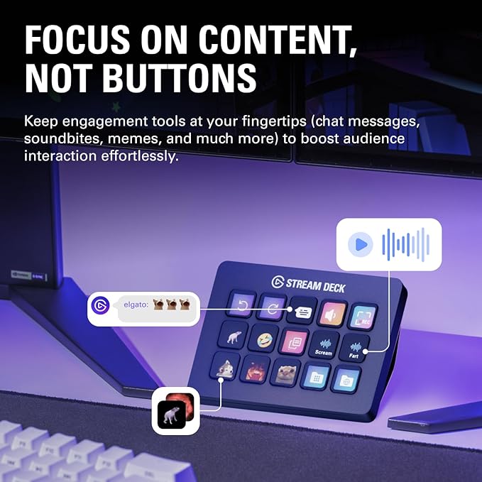 Elgato Stream Deck MK.2 – Studio Controller, 15 macro keys, trigger actions in apps and software like OBS, Twitch, YouTube and more, USB, works with Mac and PC