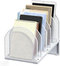 gianotter Desktop File Organizer, Desk Organizer with 5 Compartments, Paper Organizer for Desk, Workspace Organizers for Office Supplies (White, Inclined Style)