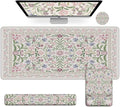 iCasso Mouse Pad with Wrist Rest,Large Desk Mat Set,Ergonomic Keyboard Pad with Wrist Support,Non-Slip Mouse Mat for Women,Cute Floral Computer Mat for Home Office Gaming (Purple)