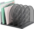 gianotter Desktop File Organizer, Desk Organizer with 5 Compartments, Paper Organizer for Desk, Workspace Organizers for Office Supplies (Black, Upright Style)