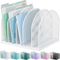 gianotter Desktop File Organizer, Desk Organizer with 5 Compartments, Paper Organizer for Desk, Workspace Organizers for Office Supplies (White, Upright Style)