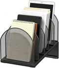 gianotter Desktop File Organizer, Desk Organizer with 5 Compartments, Paper Organizer for Desk, Workspace Organizers for Office Supplies (Black, Inclined Style)