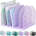 gianotter Desktop File Organizer, Desk Organizer with 5 Compartments, Paper Organizer for Desk, Workspace Organizers for Office Supplies (Purple, Upright Style)