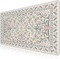 iCasso Desk Matt for Desktop, Cute Desk Pad Mat, XXL Large Mouse Pad, Anti-Slip Big Mousepad with Stitched Edges, Keyboard Pad for Computer(Gray Floral)