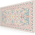 iCasso Pink Floral Desk Mat, Desk Pad, XXL Large Mouse Pad, Anti-Slip Big Mousepad with Stitched Edges, Computer Mouse Pads for Desktop Decor, Cute Office Desk Accessories for Women(Pink)